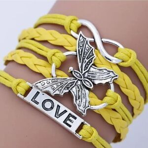 Yellow stranded bracelet butterfly